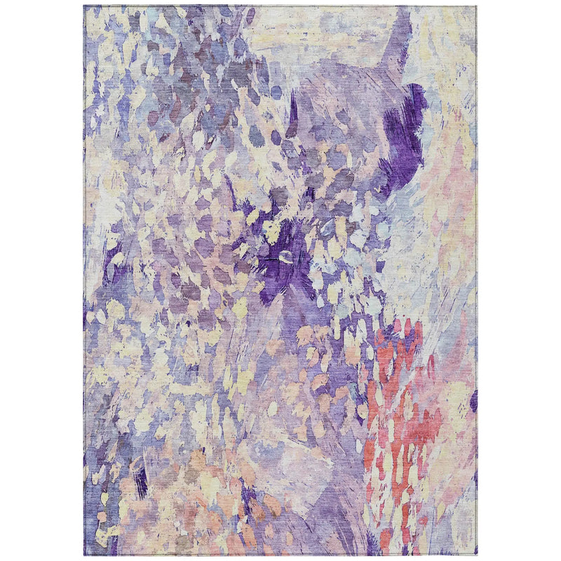 10' X 14' Purple And Lavender Abstract Washable Indoor Outdoor Area Rug Homeroots Outdoor