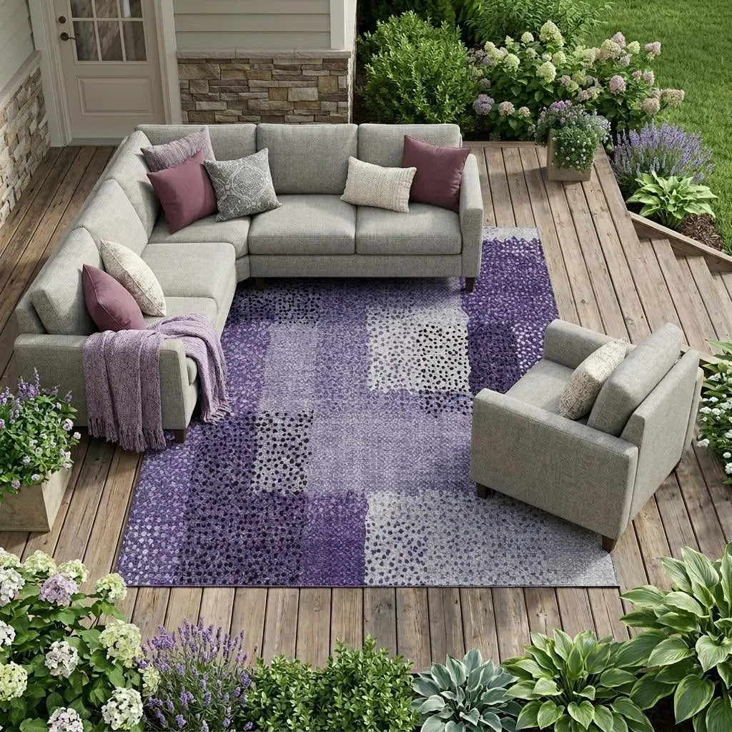 10' X 14' Purple And Lavender Abstract Washable Indoor Outdoor Area Rug Homeroots Outdoor