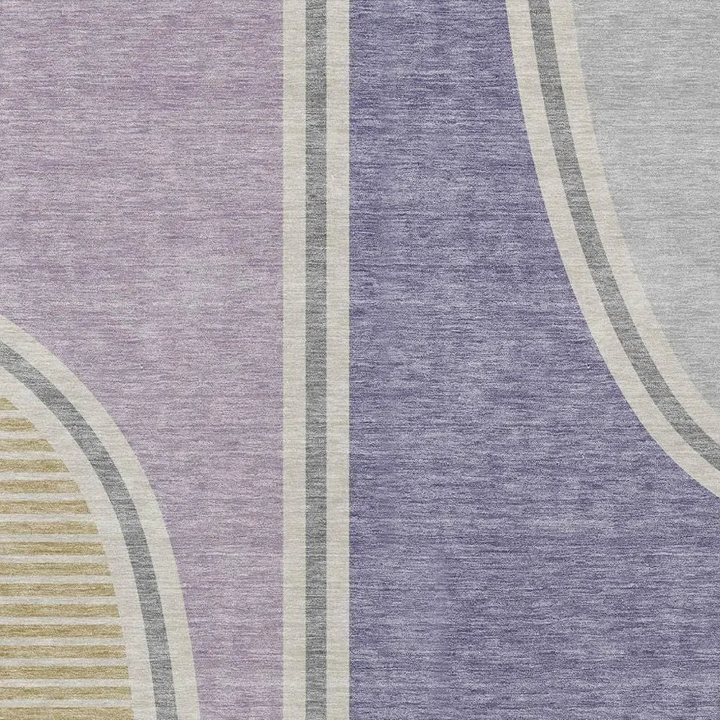 10' X 14' Purple And Lavender Geometric Washable Indoor Outdoor Area Rug Homeroots Outdoor