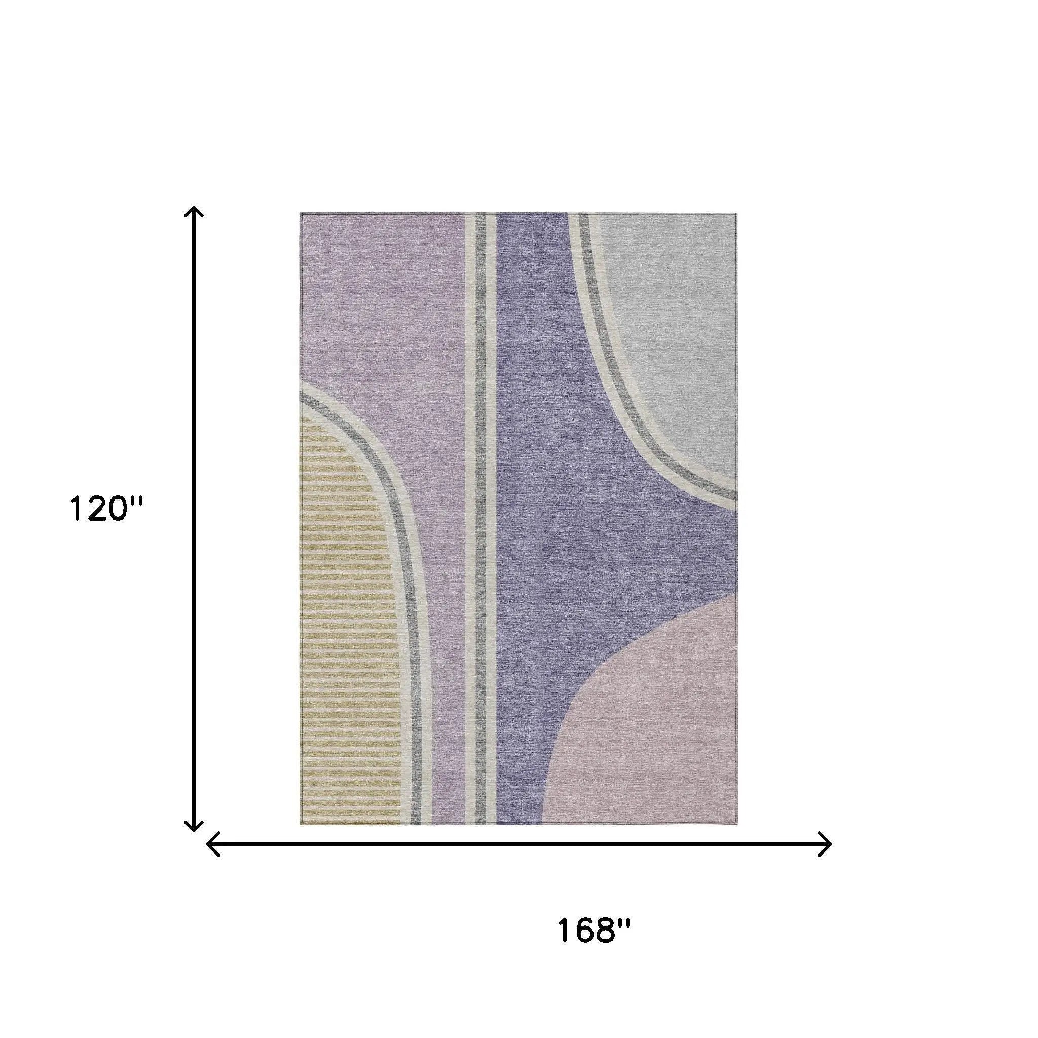 10' X 14' Purple And Lavender Geometric Washable Indoor Outdoor Area Rug Homeroots Outdoor