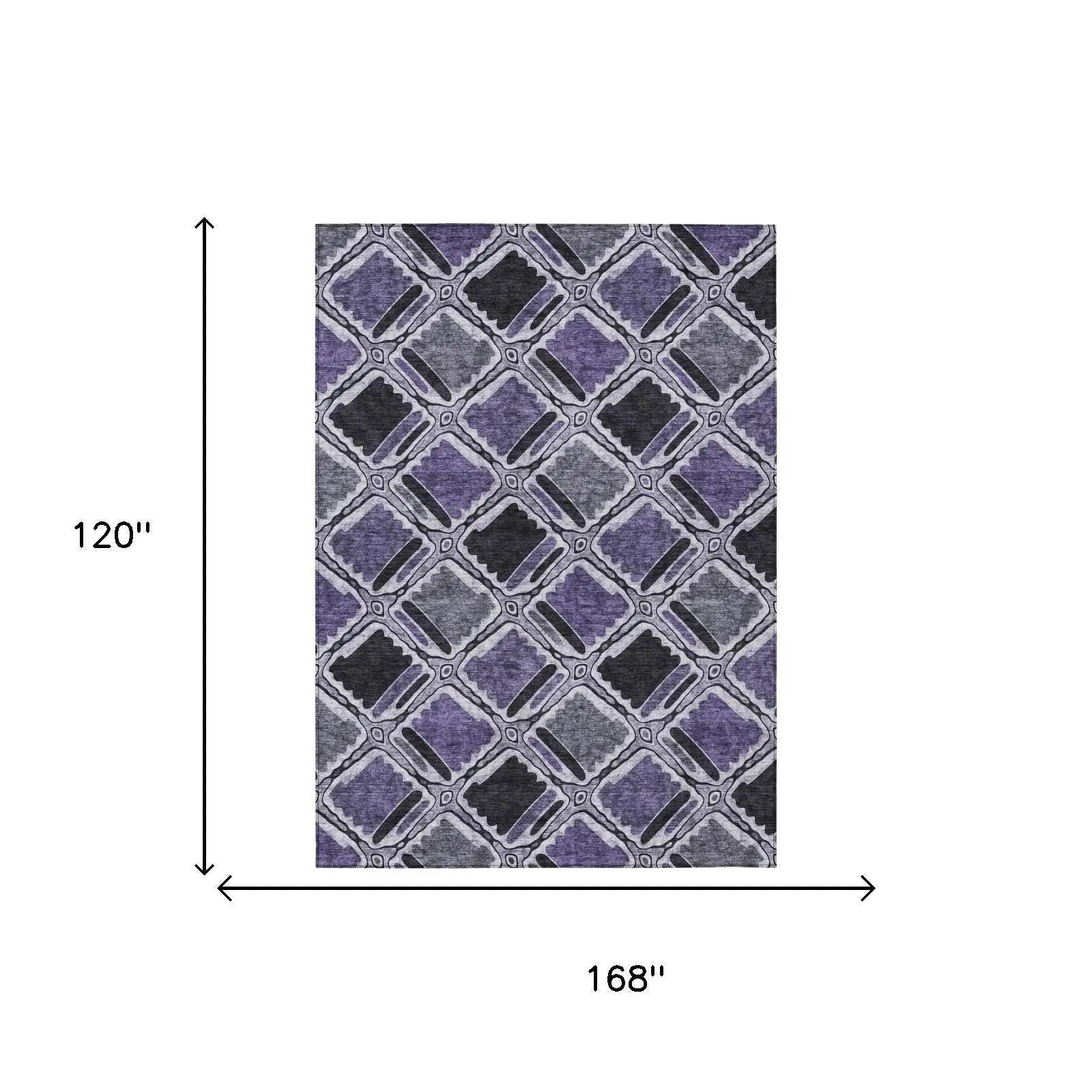 10' X 14' Purple And Lavender Geometric Washable Indoor Outdoor Area Rug Homeroots Outdoor