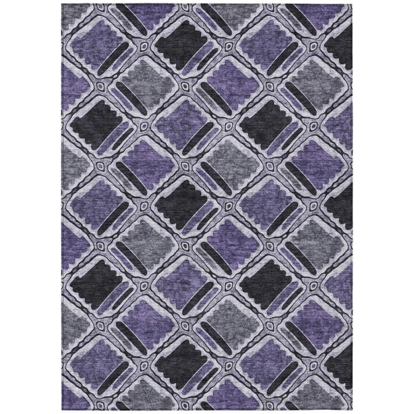 10' X 14' Purple And Lavender Geometric Washable Indoor Outdoor Area Rug Homeroots Outdoor