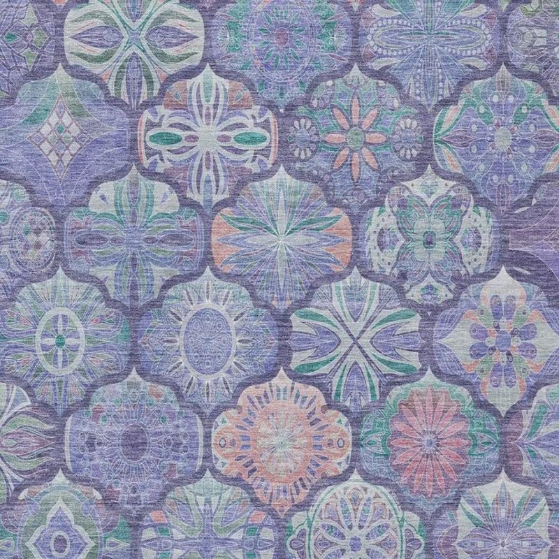 10' X 14' Purple And Lavender Ogee Washable Indoor Outdoor Area Rug Homeroots Outdoor