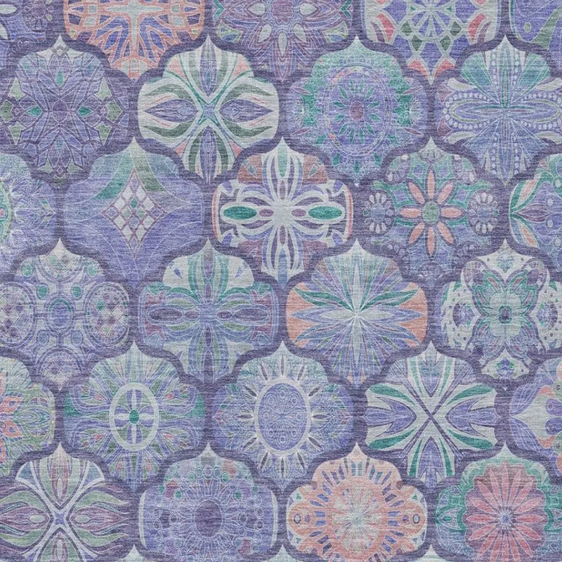10' X 14' Purple And Lavender Ogee Washable Indoor Outdoor Area Rug Homeroots Outdoor