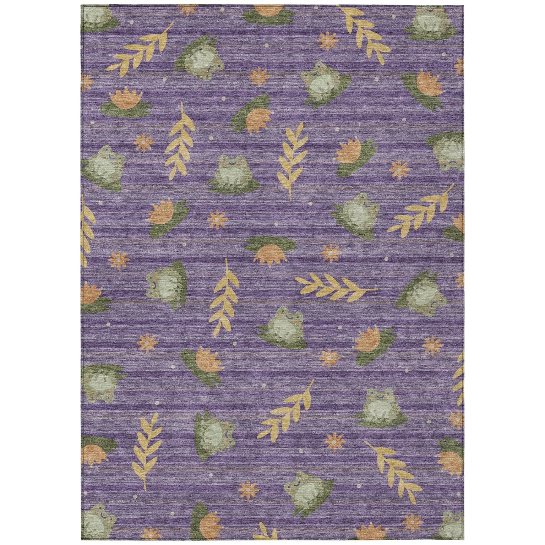 10' X 14' Purple And Lilac Botanical Leaves Washable Indoor Outdoor Area Rug Homeroots Outdoor