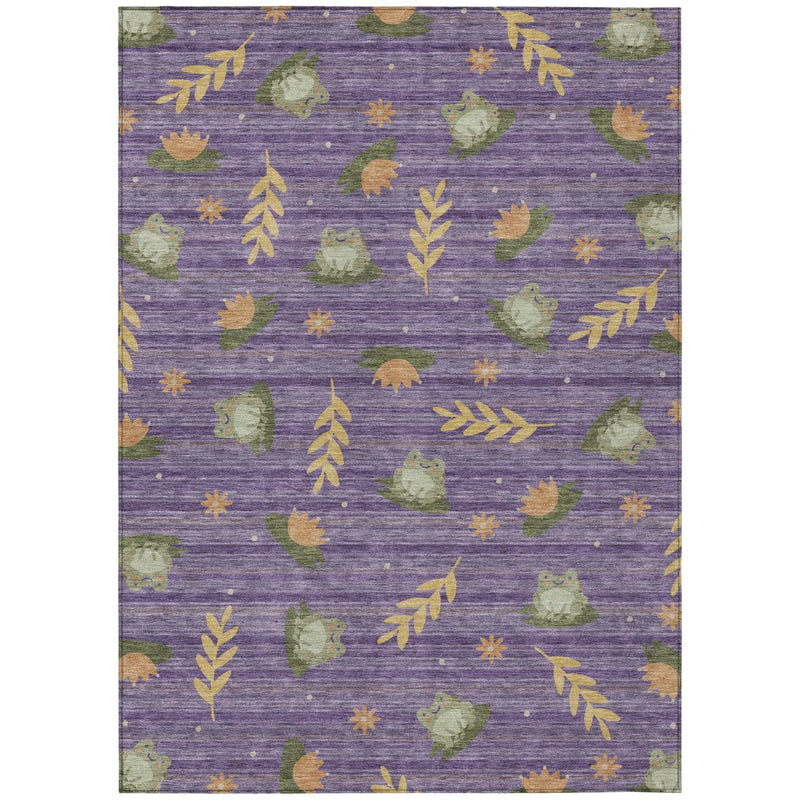 10' X 14' Purple And Lilac Botanical Leaves Washable Indoor Outdoor Area Rug Homeroots Outdoor