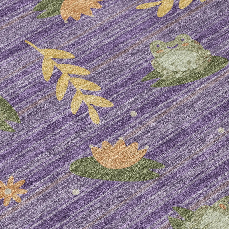 10' X 14' Purple And Lilac Botanical Leaves Washable Indoor Outdoor Area Rug Homeroots Outdoor