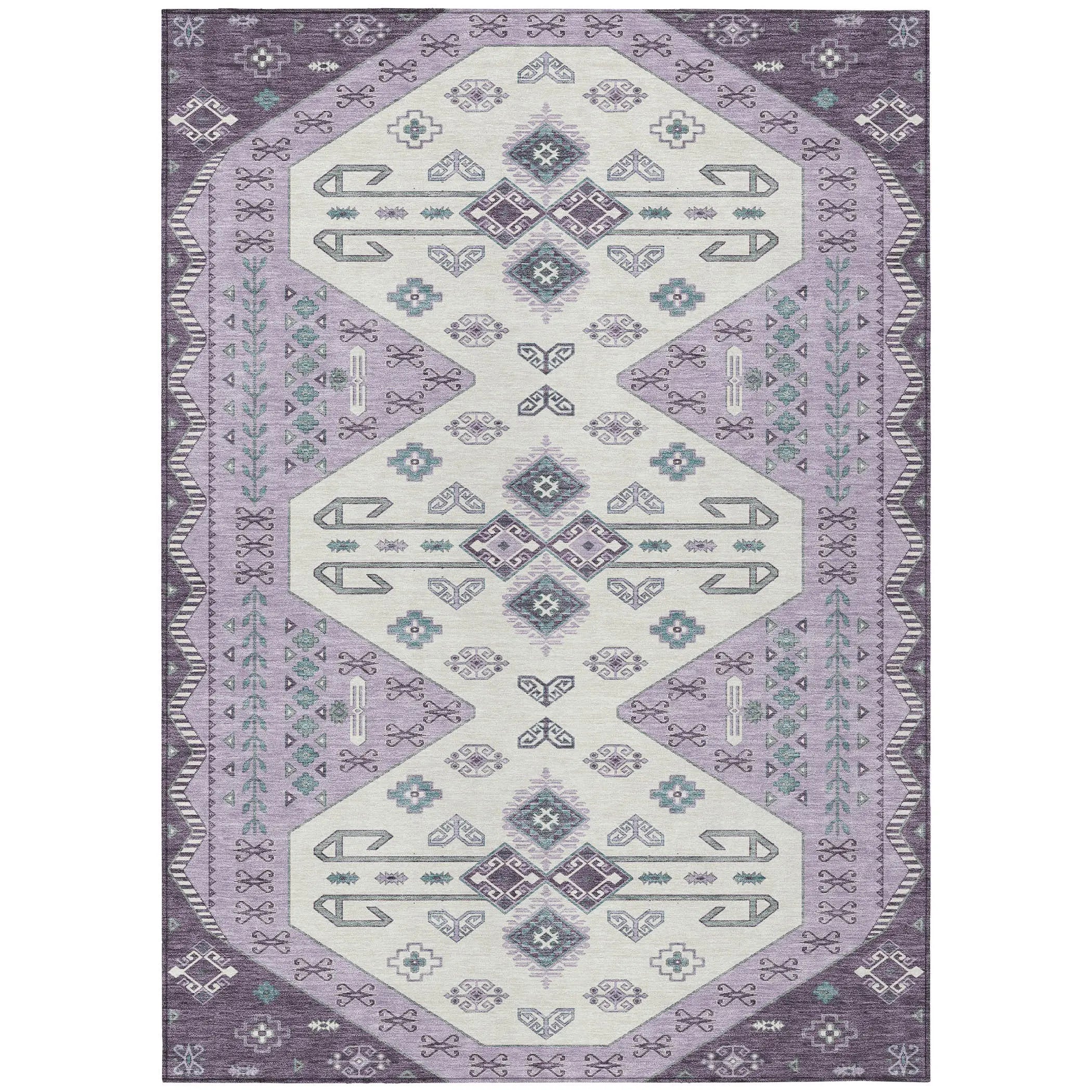 10' X 14' Purple And Lilac Geometric Washable Indoor Outdoor Area Rug Homeroots Outdoor