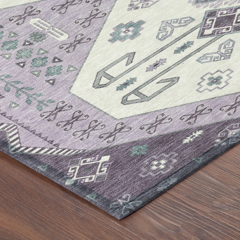10' X 14' Purple And Lilac Geometric Washable Indoor Outdoor Area Rug Homeroots Outdoor