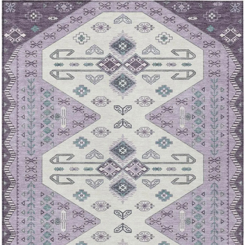 10' X 14' Purple And Lilac Geometric Washable Indoor Outdoor Area Rug Homeroots Outdoor