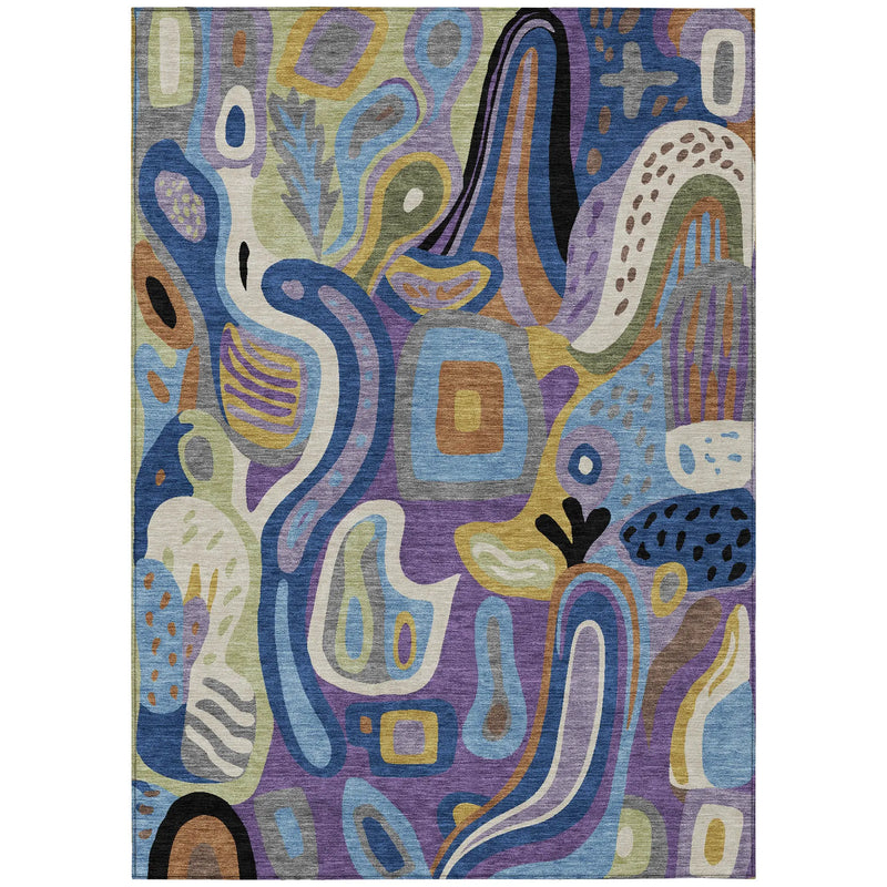 10' X 14' Purple And Plum Abstract Washable Indoor Outdoor Area Rug Homeroots Outdoor