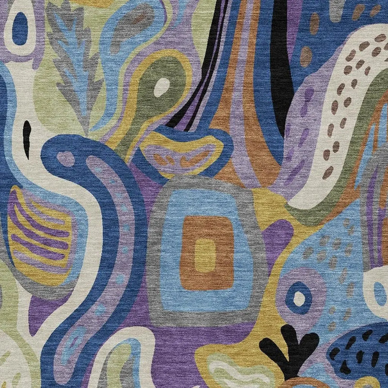 10' X 14' Purple And Plum Abstract Washable Indoor Outdoor Area Rug Homeroots Outdoor