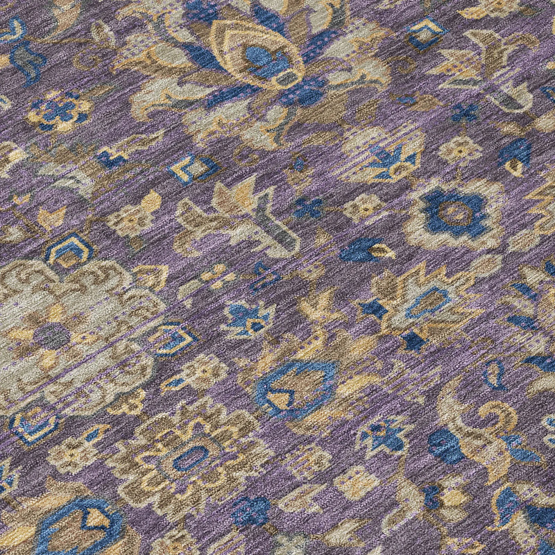 10' X 14' Purple And Plum Floral Medallion Washable Indoor Outdoor Area Rug Homeroots Outdoor