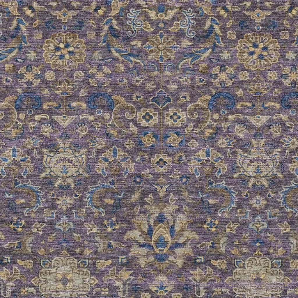 10' X 14' Purple And Plum Floral Medallion Washable Indoor Outdoor Area Rug Homeroots Outdoor