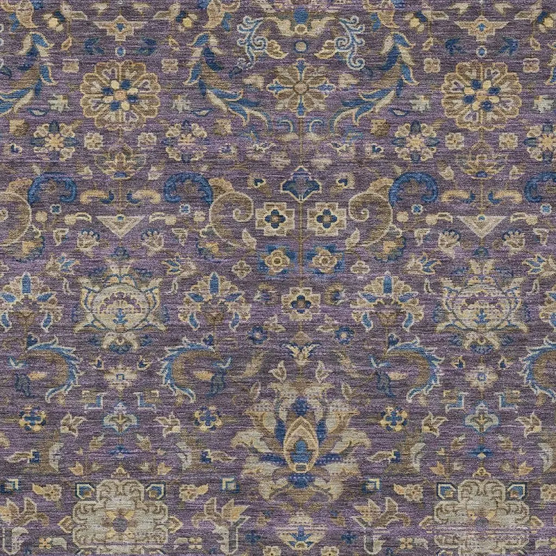 10' X 14' Purple And Plum Floral Medallion Washable Indoor Outdoor Area Rug Homeroots Outdoor