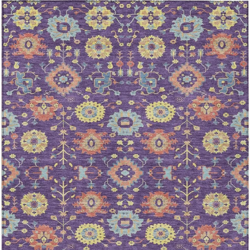 10' X 14' Purple And Plum Geometric Washable Indoor Outdoor Area Rug Homeroots Outdoor