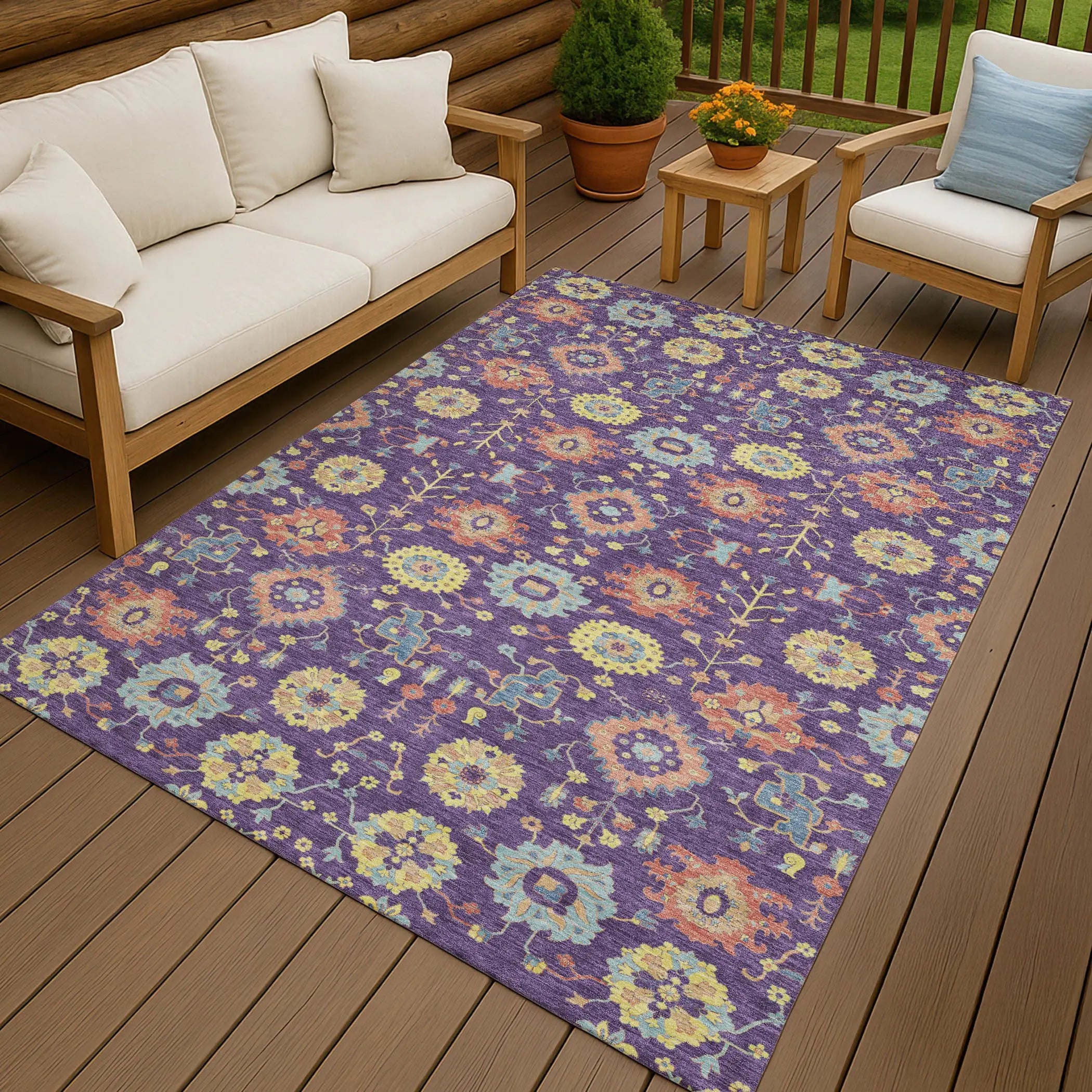 10' X 14' Purple And Plum Geometric Washable Indoor Outdoor Area Rug Homeroots Outdoor