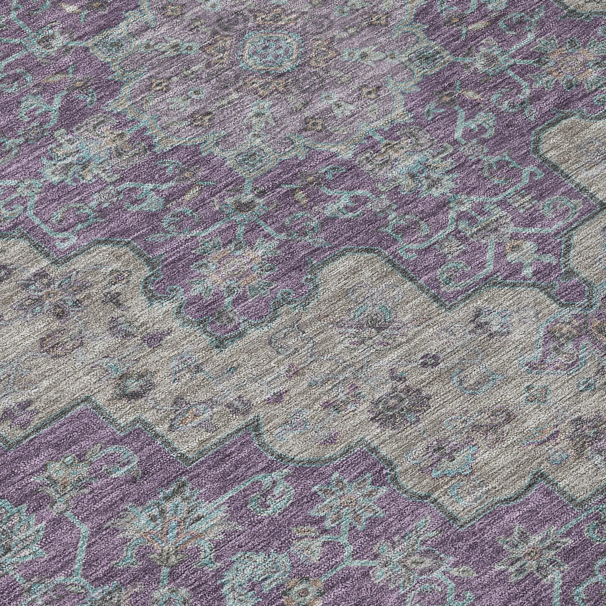 10' X 14' Purple And Plum Medallion Washable Indoor Outdoor Area Rug Homeroots Outdoor