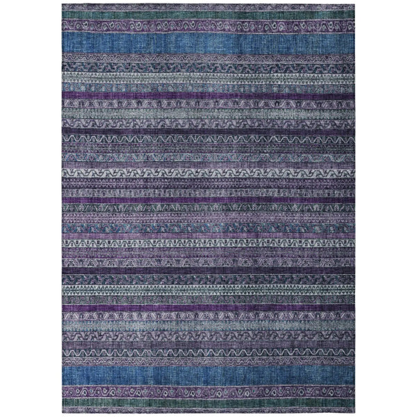 10' X 14' Purple And Plum Striped Washable Indoor Outdoor Area Rug Homeroots Outdoor