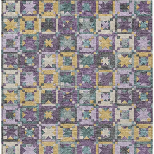 10' X 14' Purple And Teal Blue Patchwork Washable Indoor Outdoor Area Rug Homeroots Outdoor