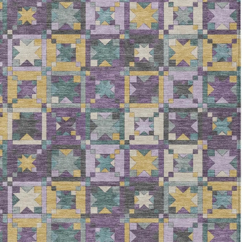 10' X 14' Purple And Teal Blue Patchwork Washable Indoor Outdoor Area Rug Homeroots Outdoor