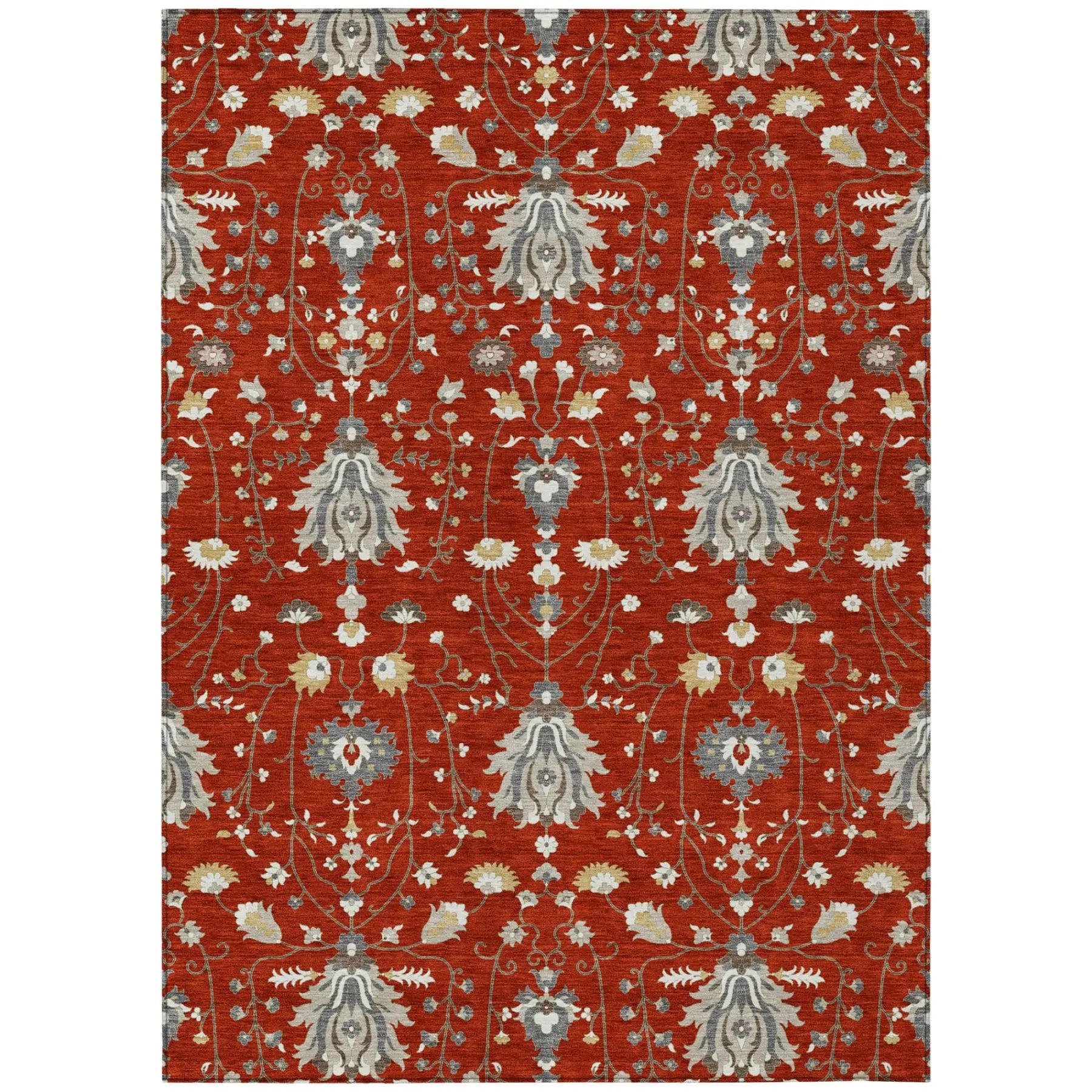 10' X 14' Red And Beige Oriental Washable Indoor Outdoor Area Rug Homeroots Outdoor