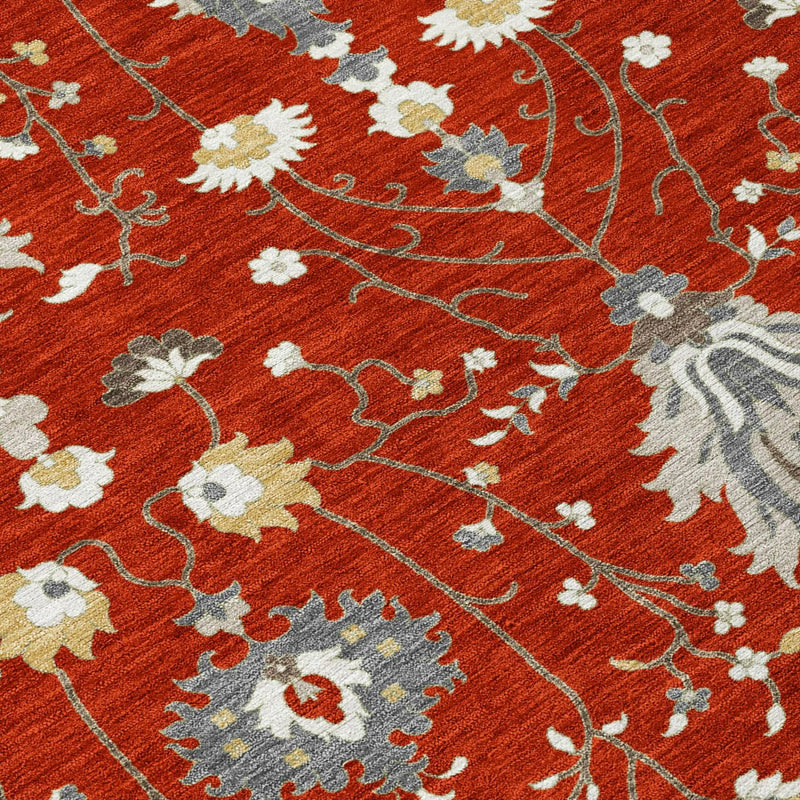 10' X 14' Red And Beige Oriental Washable Indoor Outdoor Area Rug Homeroots Outdoor