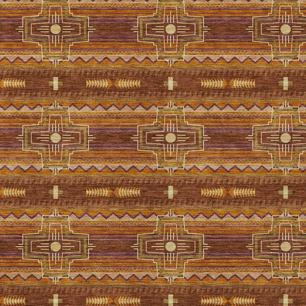 10' X 14' Red And Brown Tribal Washable Indoor Outdoor Area Rug Homeroots Outdoor