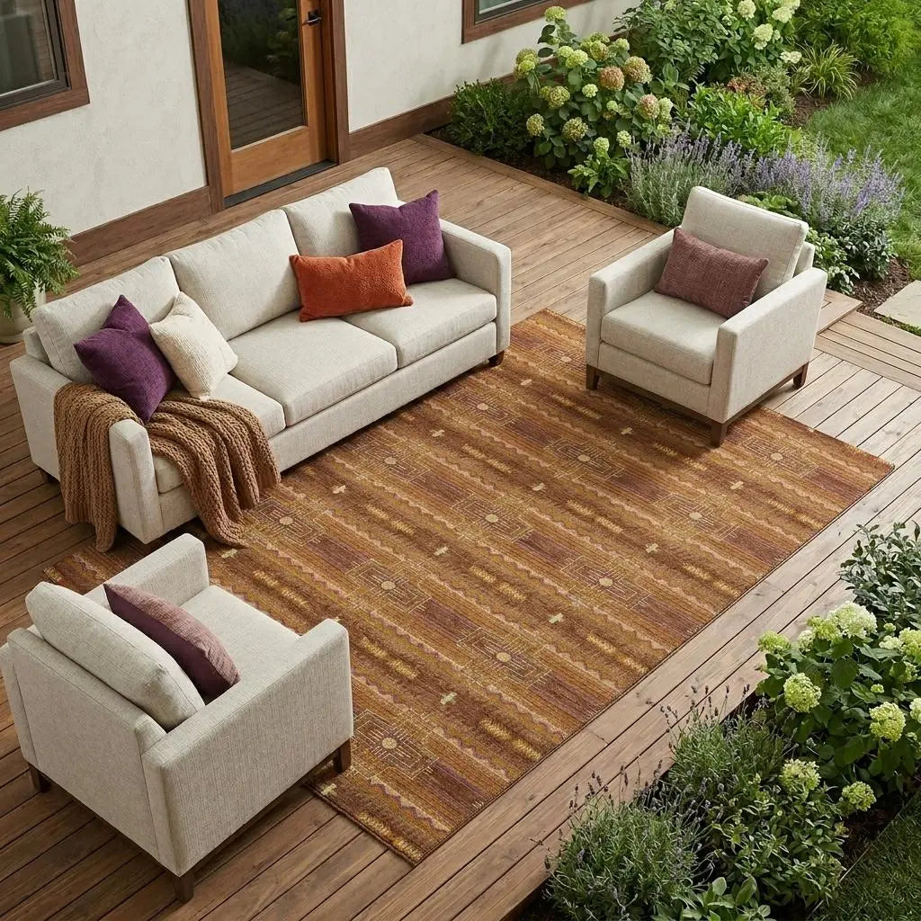 10' X 14' Red And Brown Tribal Washable Indoor Outdoor Area Rug Homeroots Outdoor