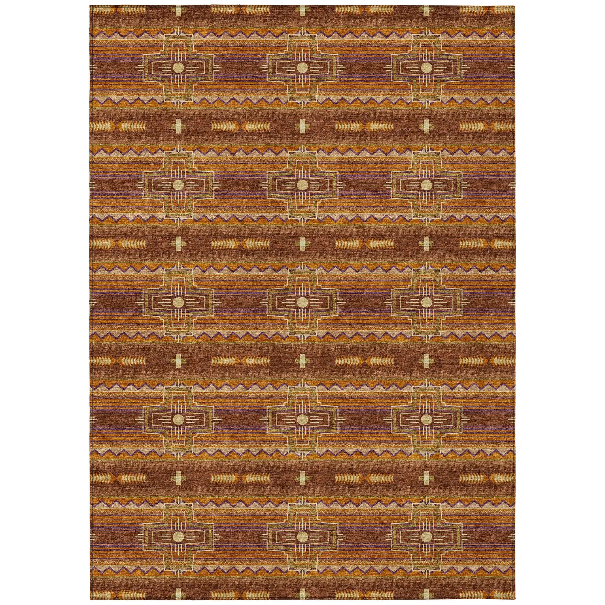 10' X 14' Red And Brown Tribal Washable Indoor Outdoor Area Rug Homeroots Outdoor