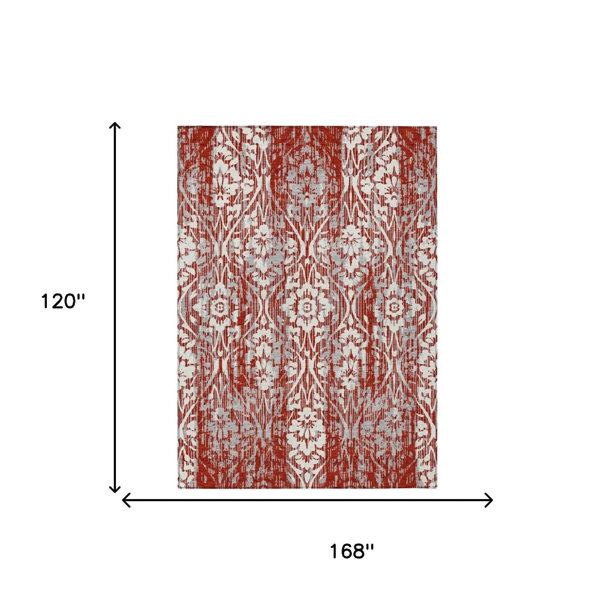 10' X 14' Red And Burgundy Damask Washable Indoor Outdoor Area Rug Homeroots Outdoor