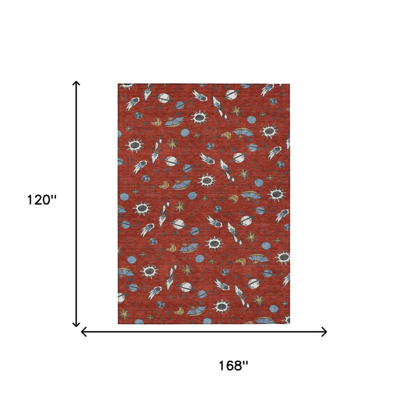 10' X 14' Red And Ivory Animal Print Washable Indoor Outdoor Area Rug Homeroots Outdoor