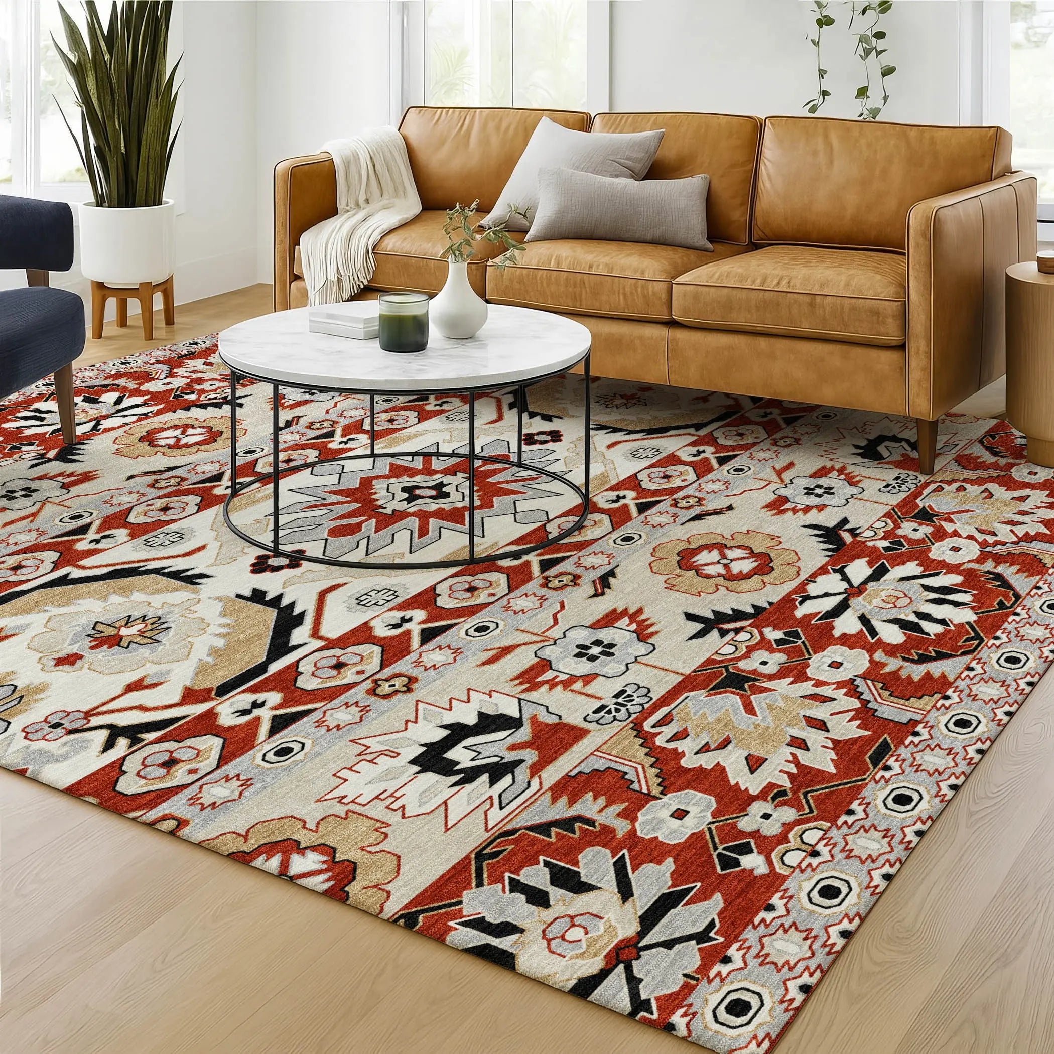 10' X 14' Red And Ivory Cactus Washable Indoor Outdoor Area Rug Homeroots Outdoor