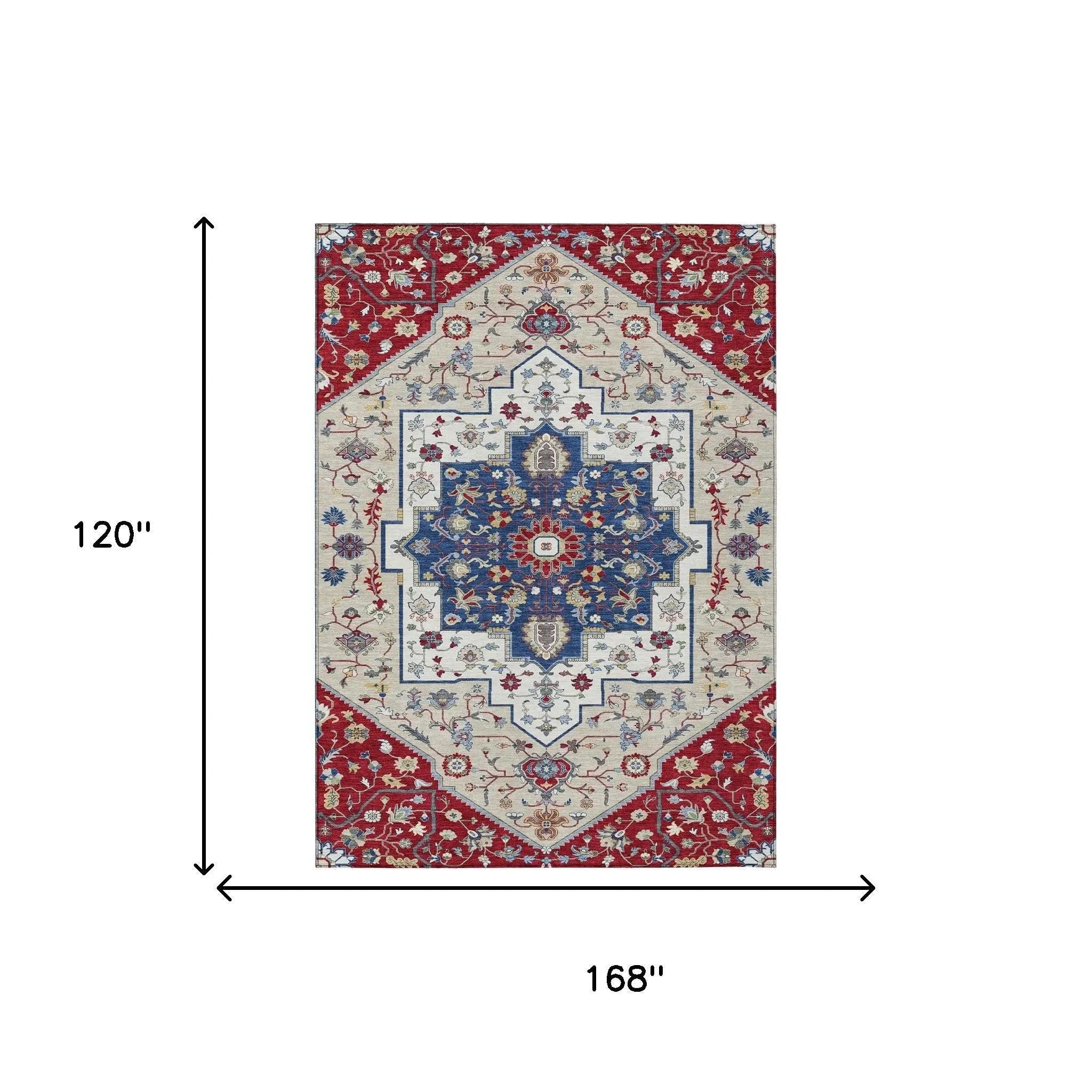 10' X 14' Red And Ivory Floral Medallion Washable Indoor Outdoor Area Rug Homeroots Outdoor