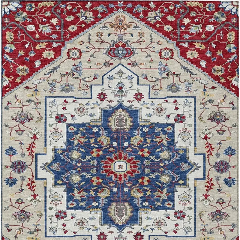 10' X 14' Red And Ivory Floral Medallion Washable Indoor Outdoor Area Rug Homeroots Outdoor