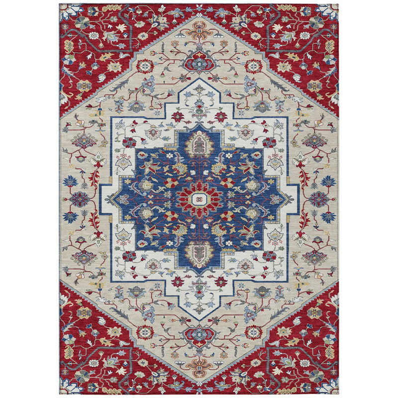 10' X 14' Red And Ivory Floral Medallion Washable Indoor Outdoor Area Rug Homeroots Outdoor