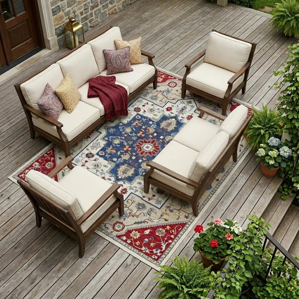 10' X 14' Red And Ivory Floral Medallion Washable Indoor Outdoor Area Rug Homeroots Outdoor