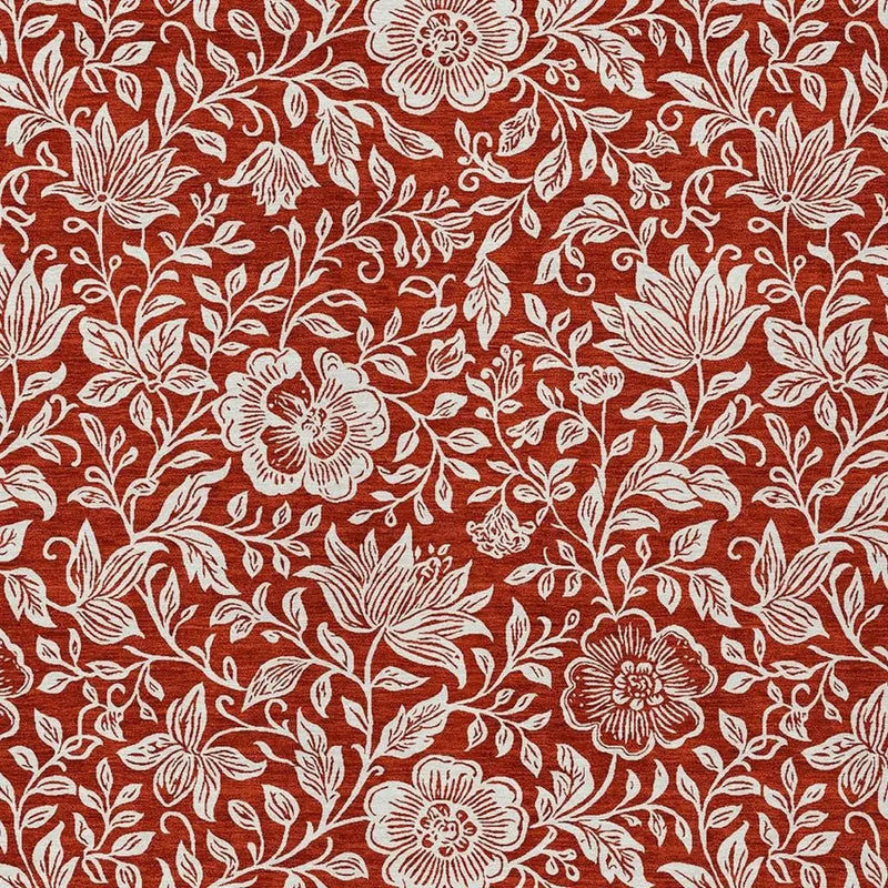 10' X 14' Red And Ivory Floral Washable Indoor Outdoor Area Rug Homeroots Outdoor