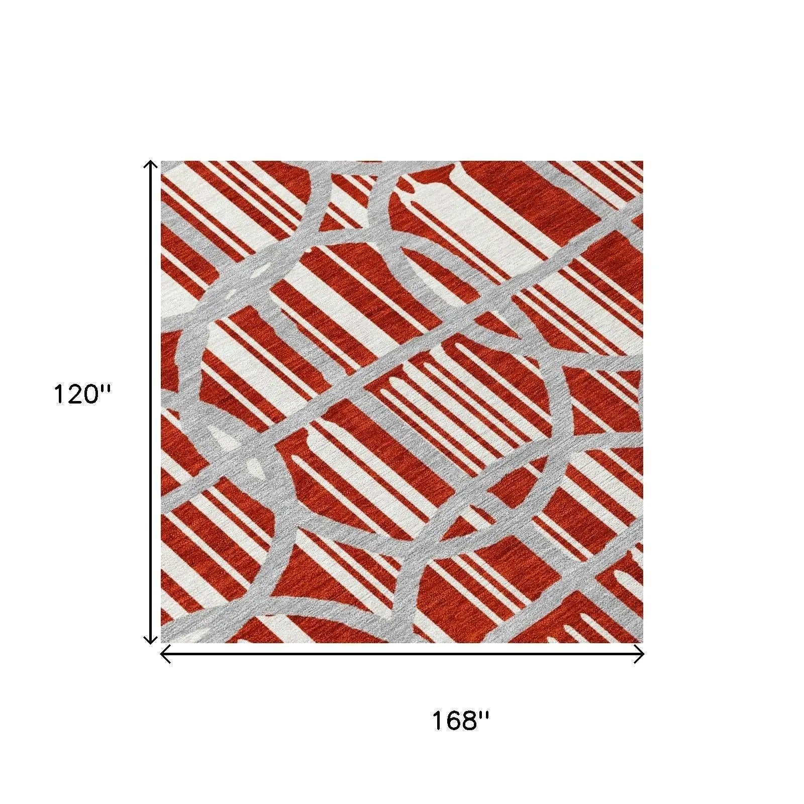 10' X 14' Red And Ivory Geometric Washable Indoor Outdoor Area Rug Homeroots Outdoor