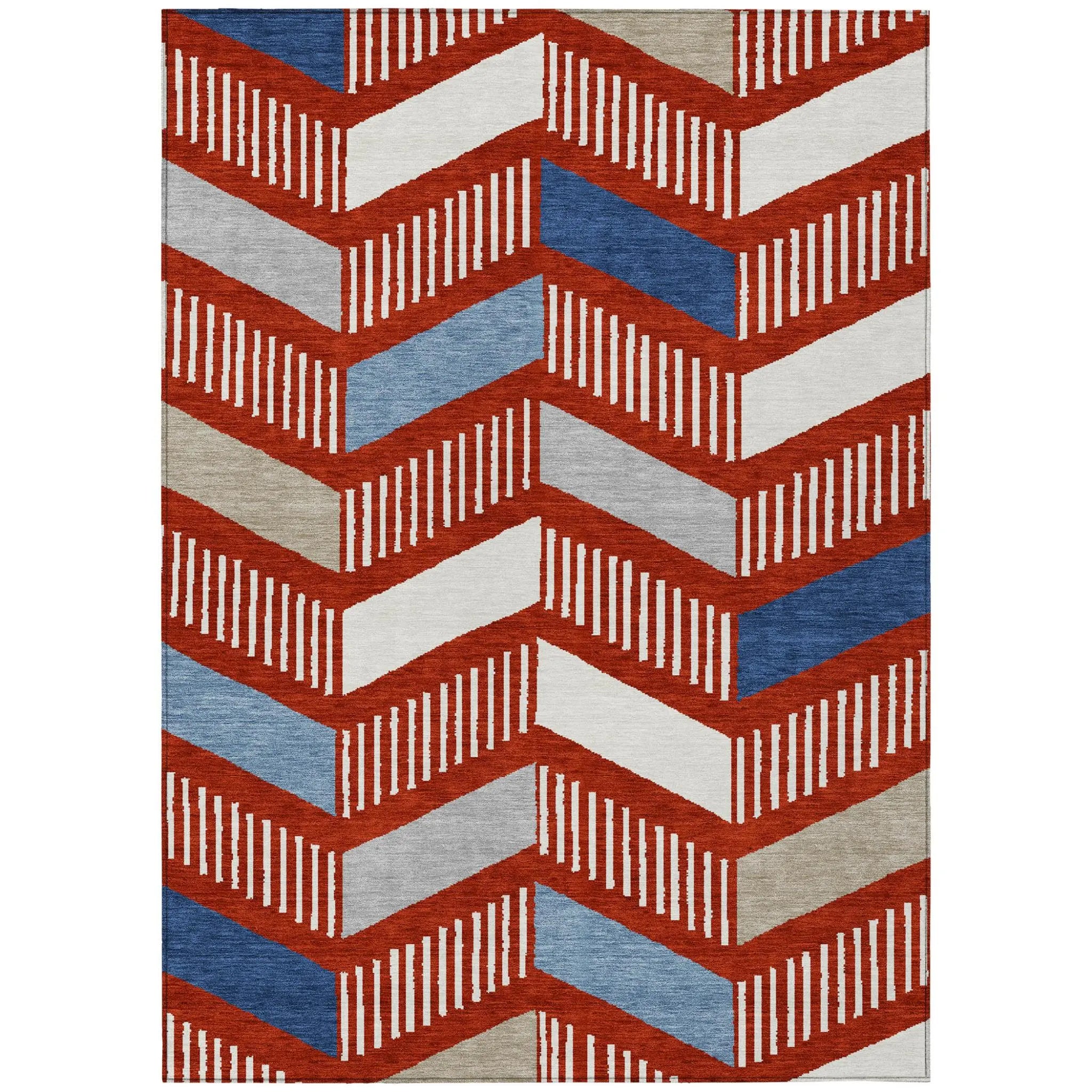 10' X 14' Red And Ivory Geometric Washable Indoor Outdoor Area Rug Homeroots Outdoor