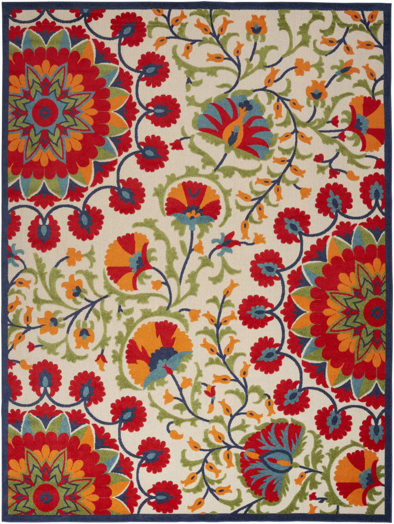 10' X 14' Red And Ivory Indoor Outdoor Area Rug Homeroots Outdoor