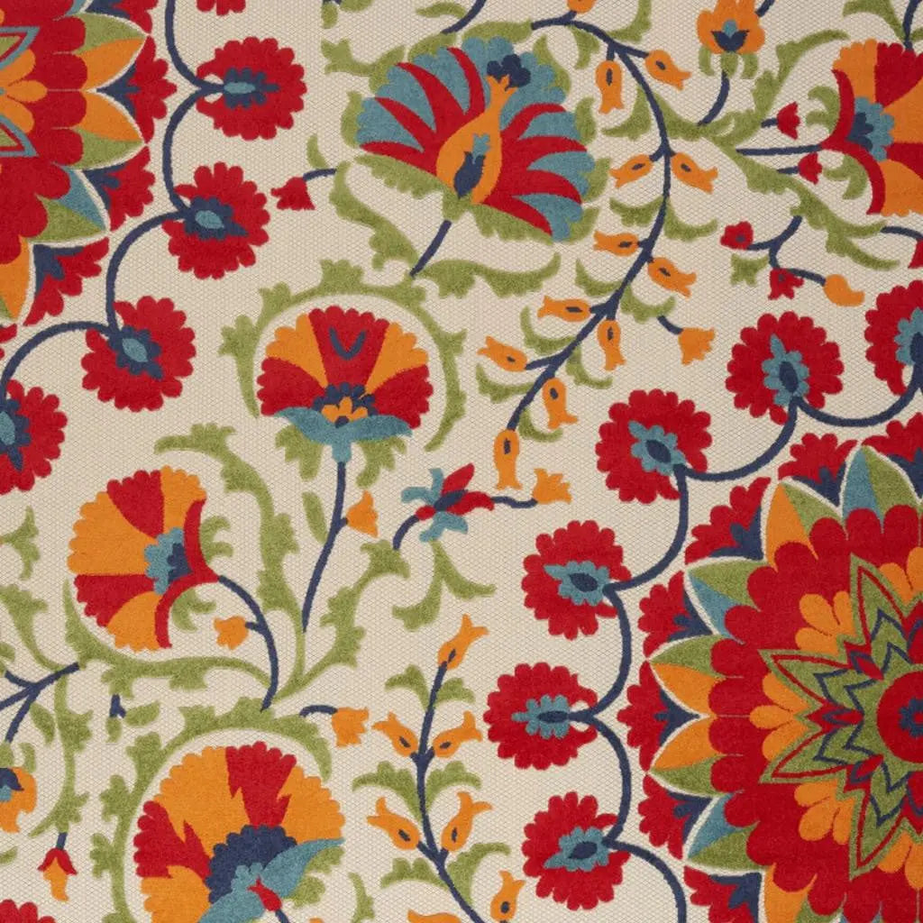 10' X 14' Red And Ivory Indoor Outdoor Area Rug Homeroots Outdoor