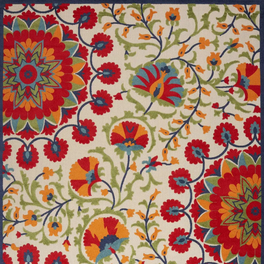 10' X 14' Red And Ivory Indoor Outdoor Area Rug Homeroots Outdoor