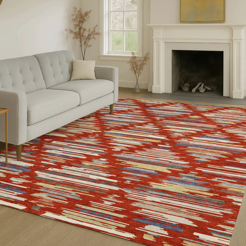 10' X 14' Red And Ivory Southwestern Washable Indoor Outdoor Area Rug Homeroots Outdoor