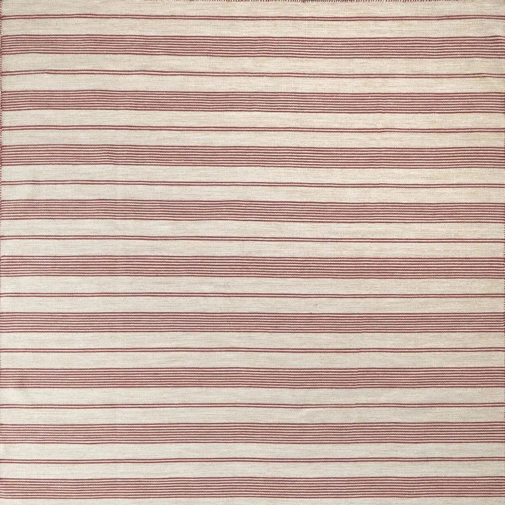 10' X 14' Red And Ivory Striped Dhurrie Hand Woven Stain Resistant Area Rug Homeroots Outdoor