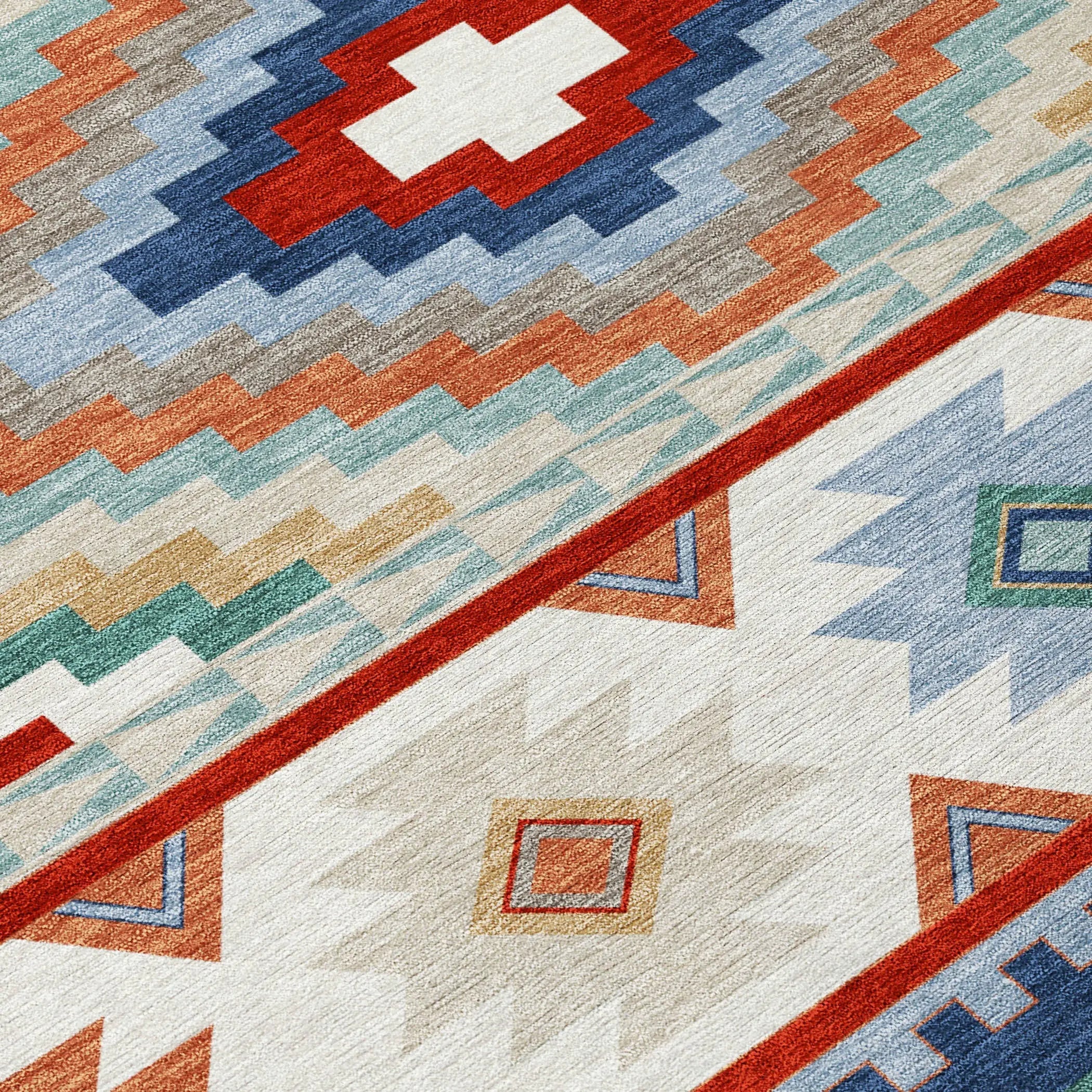 10' X 14' Red And Navy Blue Southwestern Washable Indoor Outdoor Area Rug Homeroots Outdoor