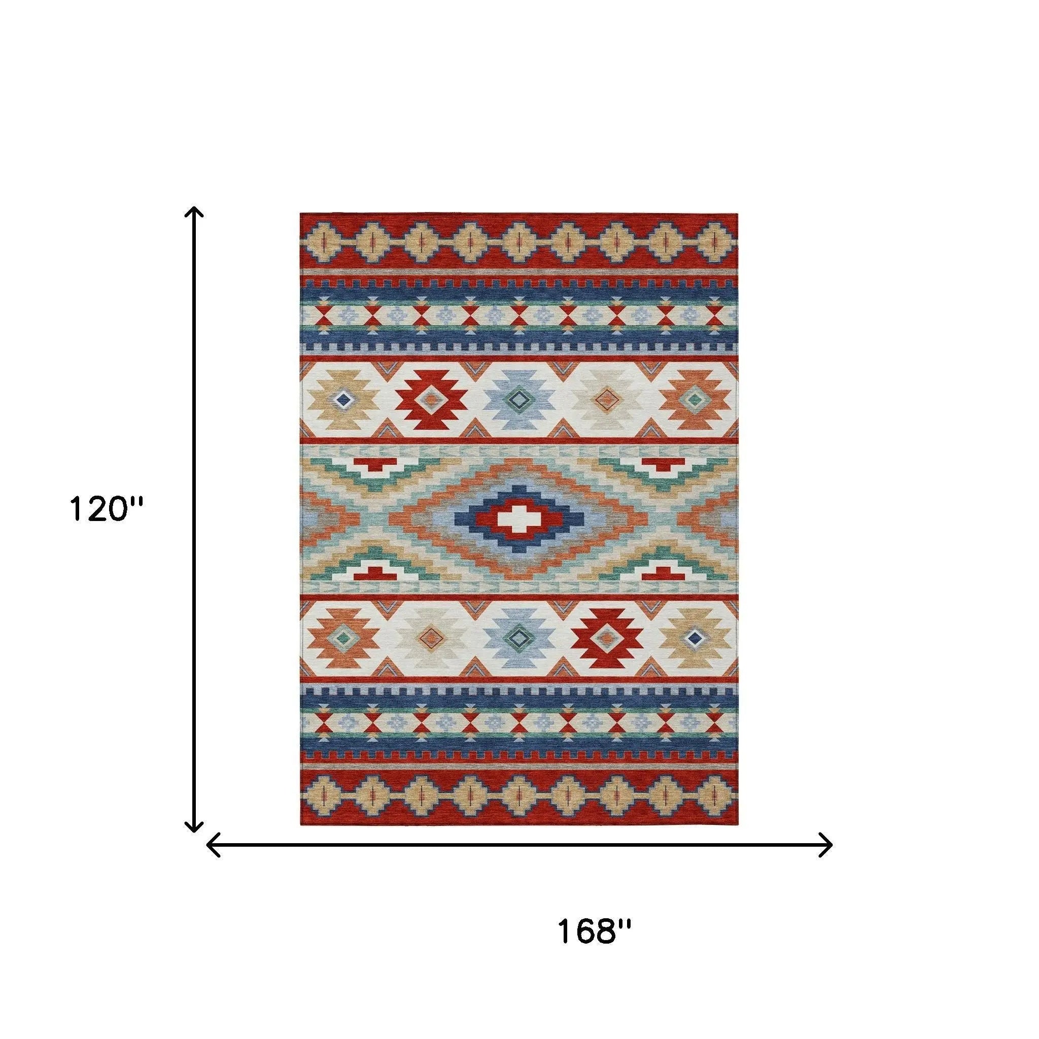 10' X 14' Red And Navy Blue Southwestern Washable Indoor Outdoor Area Rug Homeroots Outdoor