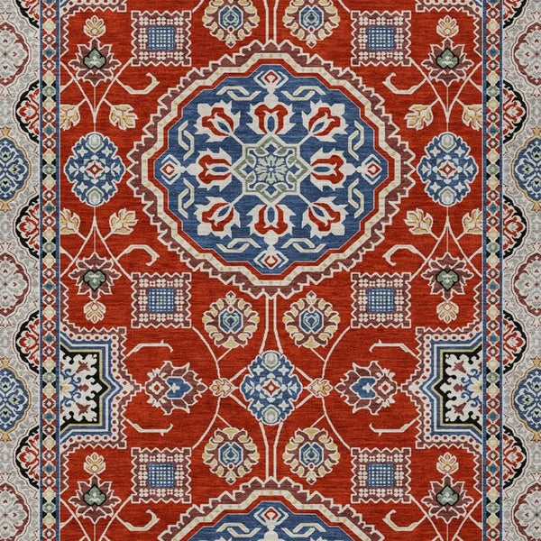 10' X 14' Red And Silver Floral Medallion Washable Indoor Outdoor Area Rug Homeroots Outdoor