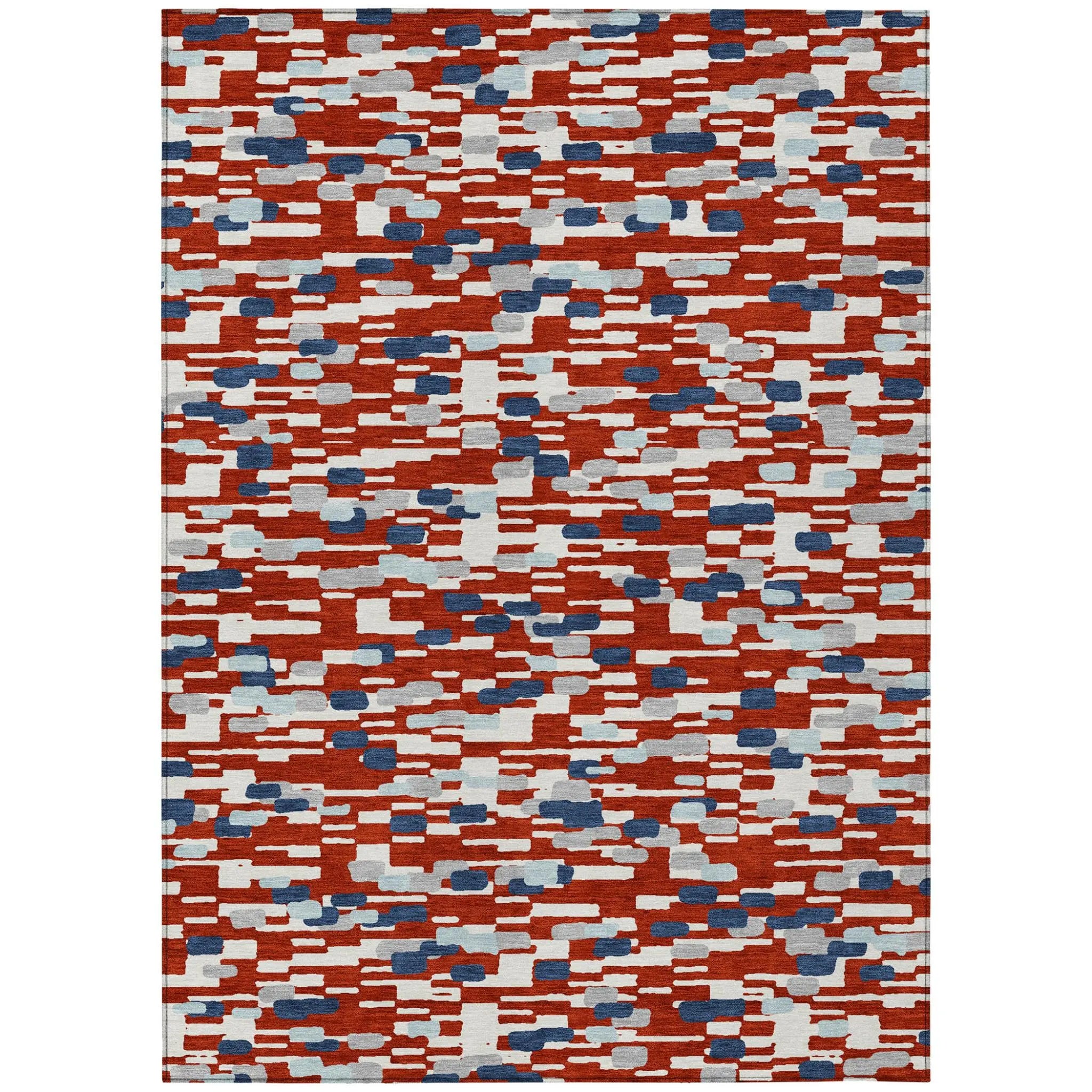 10' X 14' Red And Silver Geometric Washable Indoor Outdoor Area Rug Homeroots Outdoor