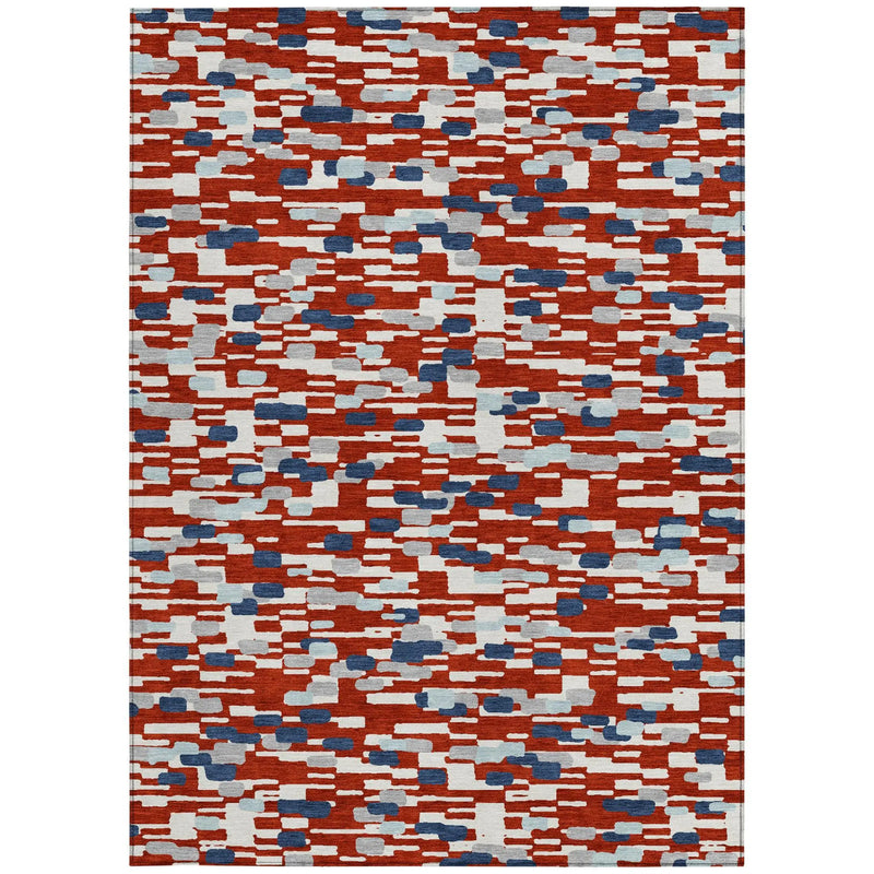 10' X 14' Red And Silver Geometric Washable Indoor Outdoor Area Rug Homeroots Outdoor